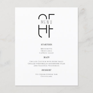 Minimal, enkel, monogram modern, vit innermeny
