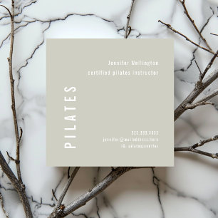 Minimal enkel Pastel Grått Grönt Pilates Fitness Fyrkantigt Visitkort