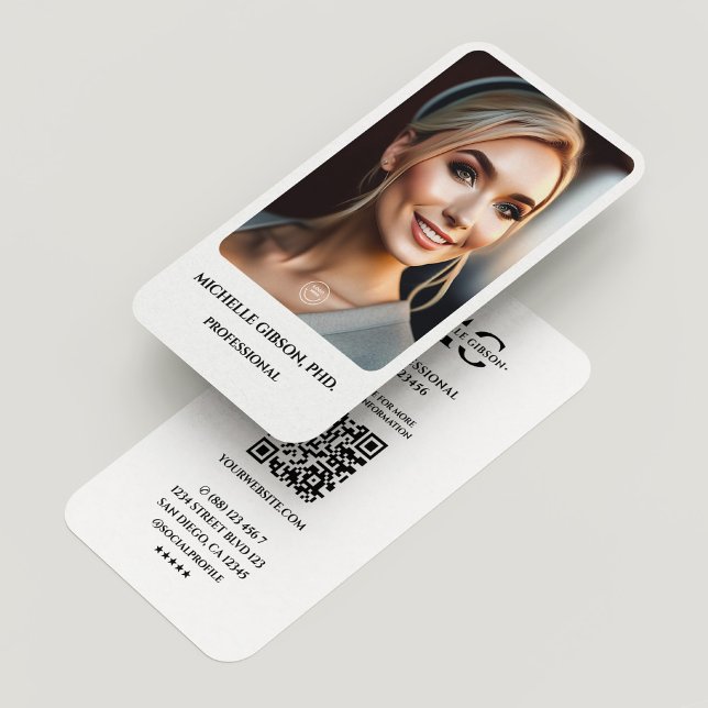 Minimal, enkel Professionell, fotovit Logotyp Visitkort (Minimal Simple Professional Photo Logo White Business Card
)