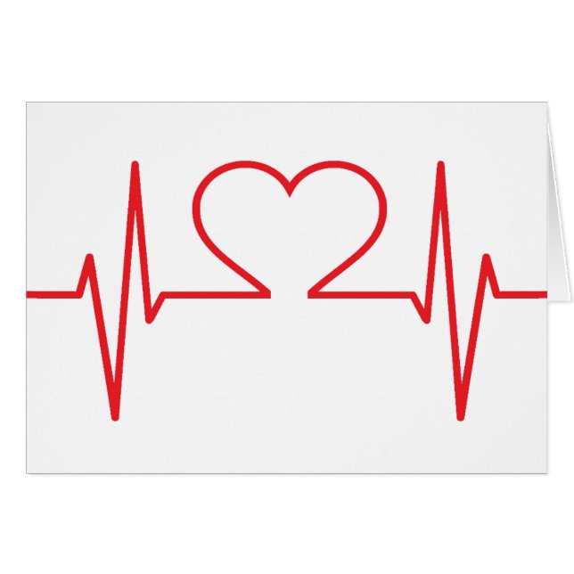 Minimal enkel puls i rött hjärta vid sjuksköterska hälsningskort (Framsidan Horizontal)