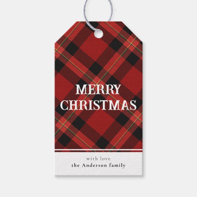 Minimal enkel röd buffalo-God jul Presentetikett (Framsidan)