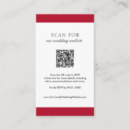Minimal enkel röd modern QR-kod Bröllop Tilläggskort