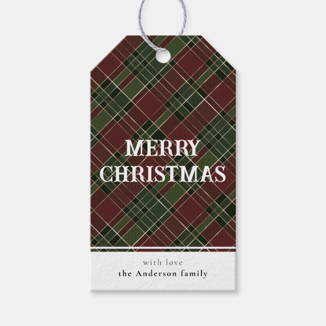 Minimal enkel röd och Grönt Play God jul Presentetikett (Framsidan)