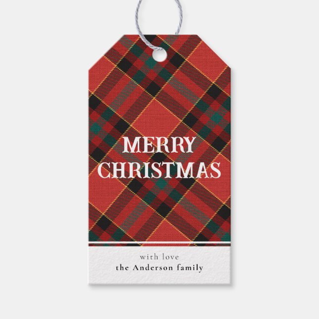 Minimal enkel röd och Grönt Play God jul Presentetikett (Framsidan)