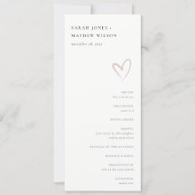 Minimal enkel Rosa - Bröllopsprogram