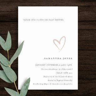 Minimal enkel Rosa Heart Baby Shower Inbjudan