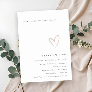 Minimal enkel Rosa Heart Förlovning Inbjudan