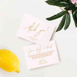 Minimal enkel Rosa och Orange - tack för ditt kor Kort