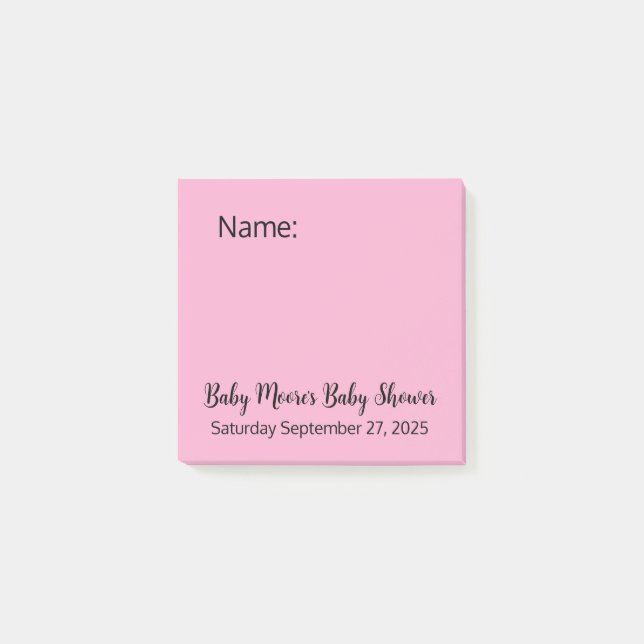 Minimal Enkel Rosa Rolig Förlossningsdatum Baby Sh Post-it Block (Framsida)