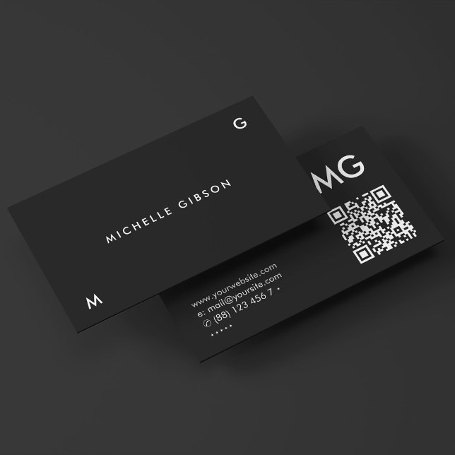Minimal enkel svart Professionell Initialer Visitkort (Minimal Simple Black Professional Initials Business Card
)