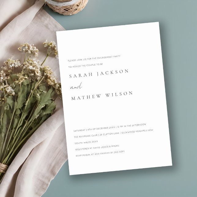 Minimal enkel svartvit Förlovning för typografi Inbjudningar (Skapare uppladdad)