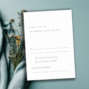 Minimal enkel svartvit typografi Bröllop OSA Kort
