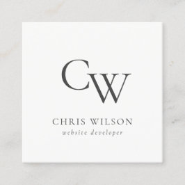 Minimal enkel svartvitt, inledande monogram fyrkantigt visitkort