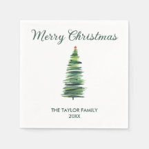 Minimal enkel vattenfärg Julgran Papper