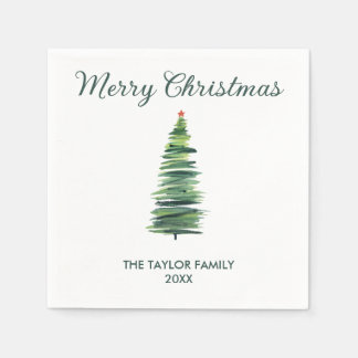 Minimal enkel vattenfärg Julgran Papper Pappersservett