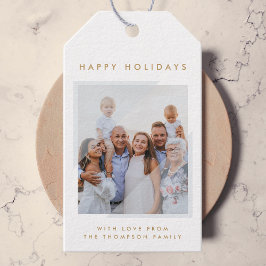 Minimal enkel vit | Julfamiljens foto Presentetikett