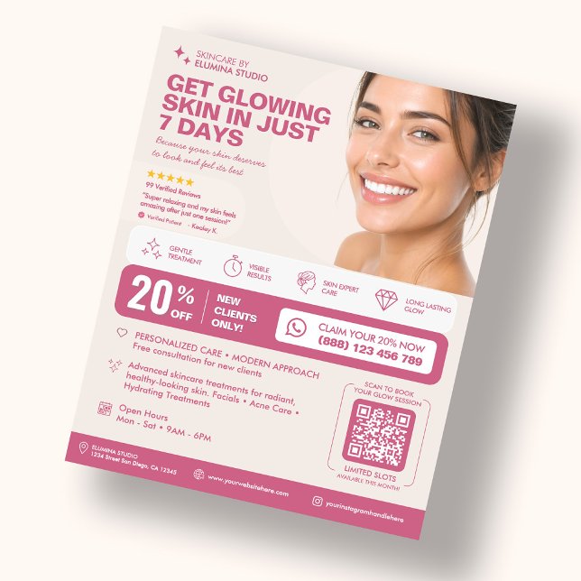Minimal Estetiker Estetisk Studio Rosa Sand Flygblad (Minimal Esthetician Esthetic Studio Pink Sand Flyer
)