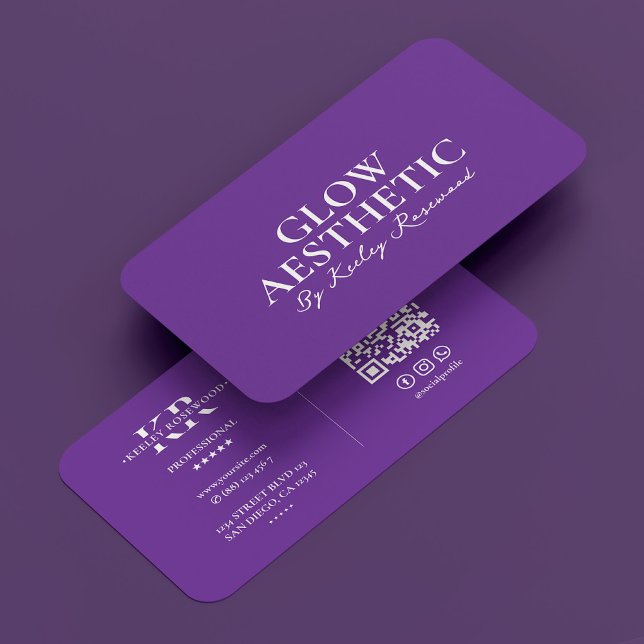 Minimal Esthetician Royal Lila Glow Specialist Visitkort (Minimal Esthetician Royal Purple Glow Specialist Business Card
)