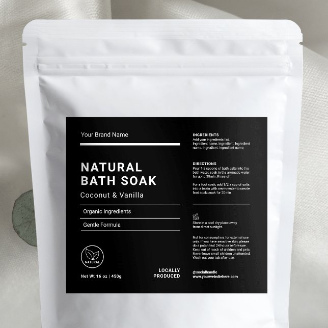 Minimal etikett för vattentäta badsalter ingredien (Skapare uppladdad)
