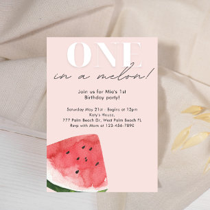 Minimal ett i en Melon Birthday-inbjudan Inbjudningar