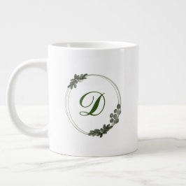 Minimal eukalyptusillustration Grönska Monogram Jumbo Mugg