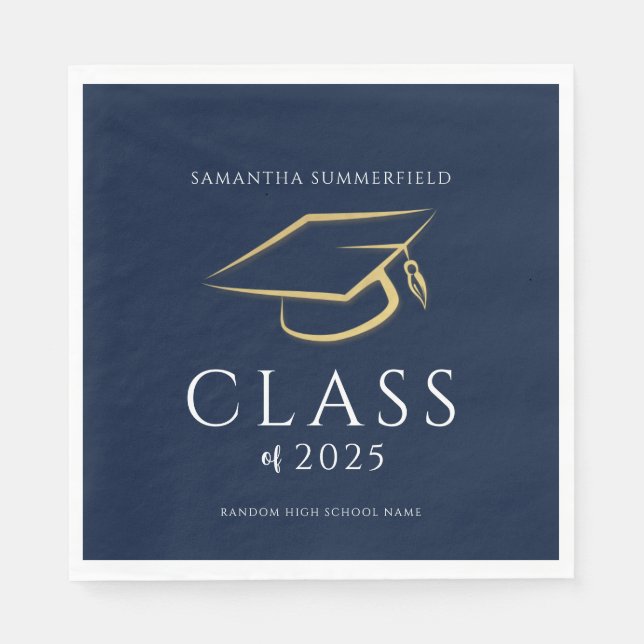 Minimal Examen 2026 Marinblå Festpapper Pappersservett (Framsidan)