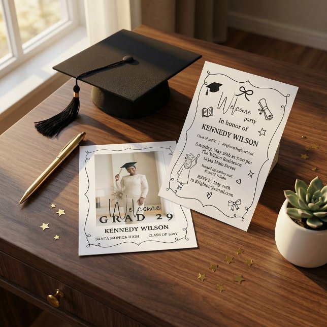 Minimal examensinbjudan | Klass 2026 Inbjudningar (#graduation #gradinvitation #classof2029 #minimaldesign #graduationparty #moderninvitation #black)