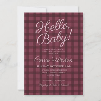 Minimal Fall Gingham Baby Shower-inbjudan Inbjudningar