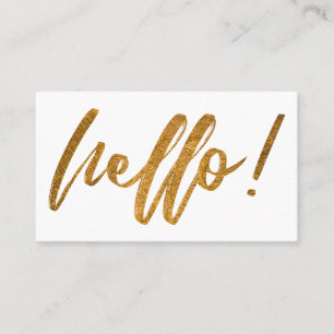 Minimal Falsk Guld Folie Hello i Handskriftsskrift Visitkort