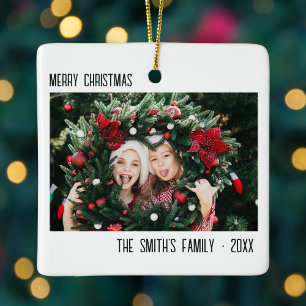 Minimal familjefoto Porträtt jul Julgransprydnad Keramik