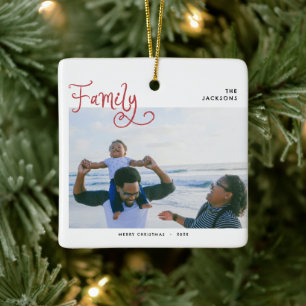 Minimal familjefoto Whimsical God Jul Julgransprydnad Keramik