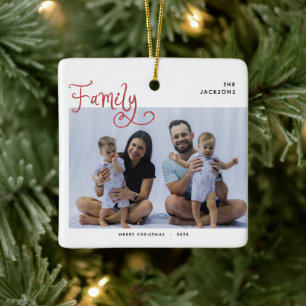Minimal familjefoto Whimsical God Jul Julgransprydnad Keramik