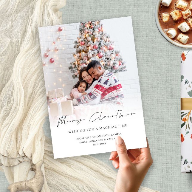 Minimal familjefotöverlägg God jul Julkort (Skapare uppladdad)