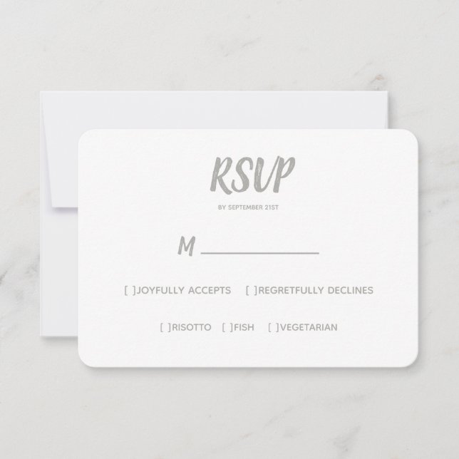 Minimal Färg Grått | Val av Bröllop OSA Kort (Framsida)