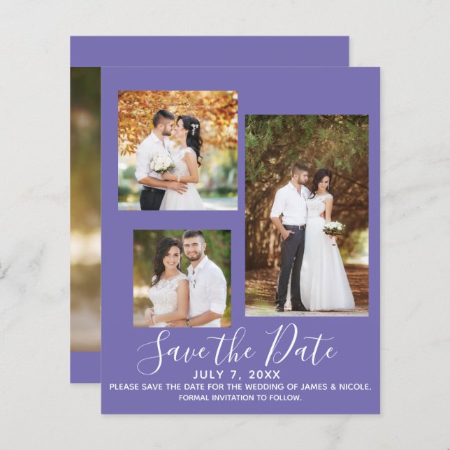 Minimal Färg Modern Bröllopsfoto Spara Datum (Fram/baksida)