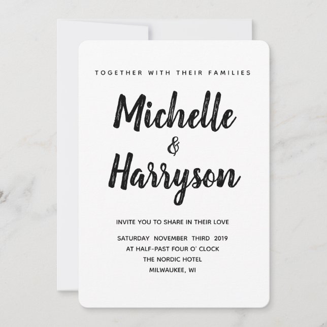 Minimal Färg | Svart | Bröllopsinbjudan Inbjudningar (Framsida)