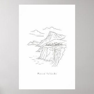 Minimal Färöarna Linje Arttryck | Nordisk Poster