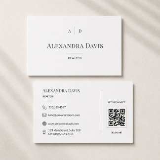 Minimal Fastighetsmäklare QR-kod Visitkort