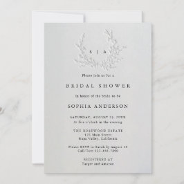 Minimal Faux Blind Deboss Cotton Bridal Shower Inbjudningar