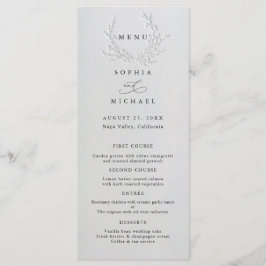 Minimal Faux Blind Deboss Cotton Wedding Flat Menu Meny