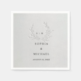 Minimal Faux Blind Deboss Cotton Wedding Napkins Pappersservett