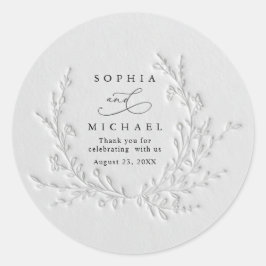 Minimal Faux Blind Deboss Cotton Wedding Sticker Runt Klistermärke