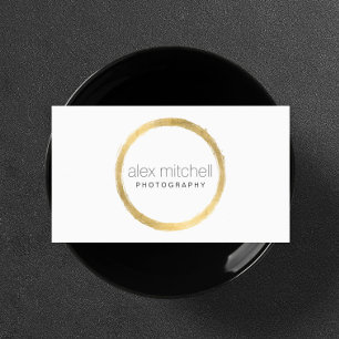 Minimal Faux Guld Brushline Circle Photograf Visitkort
