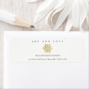 Minimal Faux Guld Snowflake Joy & Kärlek Adress Returadress Etikett
