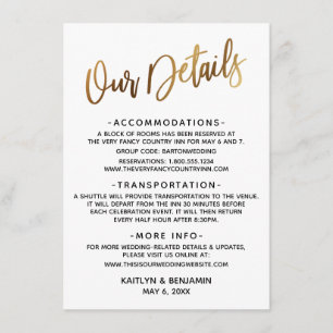 Minimal Faux Guld-typografi - information Tilläggskort