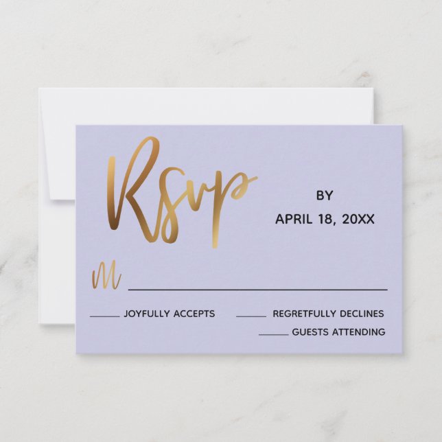 Minimal Faux Guld Typography Lavender Bröllop OSA Kort (Framsida)