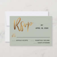 Minimal Faux Guld Typography Sage Grönt Bröllop