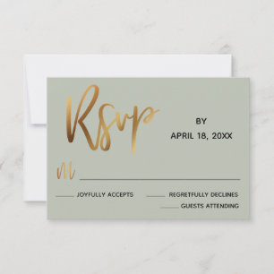 Minimal Faux Guld Typography Sage Grönt Bröllop OSA Kort