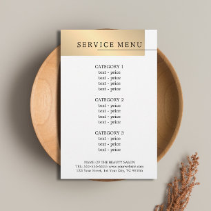 Minimal Faux Guld White Black Line Menu Flygblad