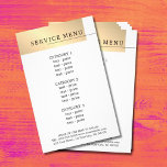 Minimal Faux Guld White Black Line Menu Flygblad<br><div class="desc">Eleganten har en komplett anpassade-menymall för skönhets-/hårrelaterade professioneller. Enkel elegant med faux guld rand,  svart linje och vit bakgrund. Utformning av ren elegant. Kontakta oss om du behöver hjälp med att anpassa produkten.</div>